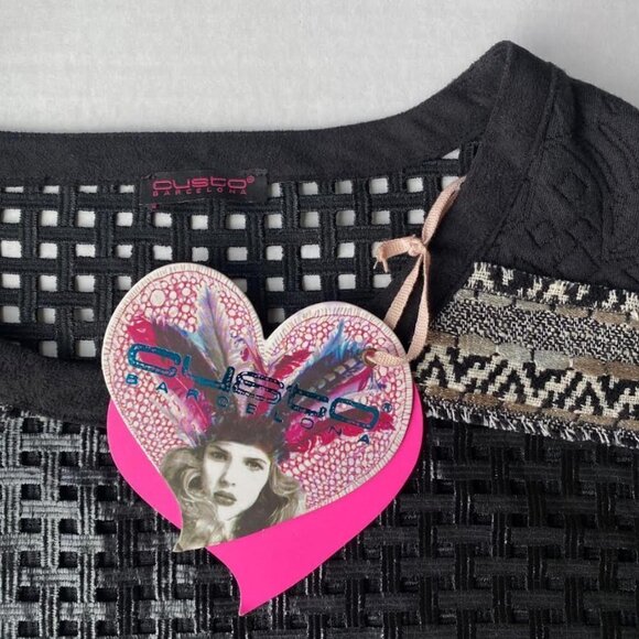 NWT Custo Barcelona Enderra Open Weave Cur Out Black Top T-Shirt Medium (M) - Picture 6 of 10